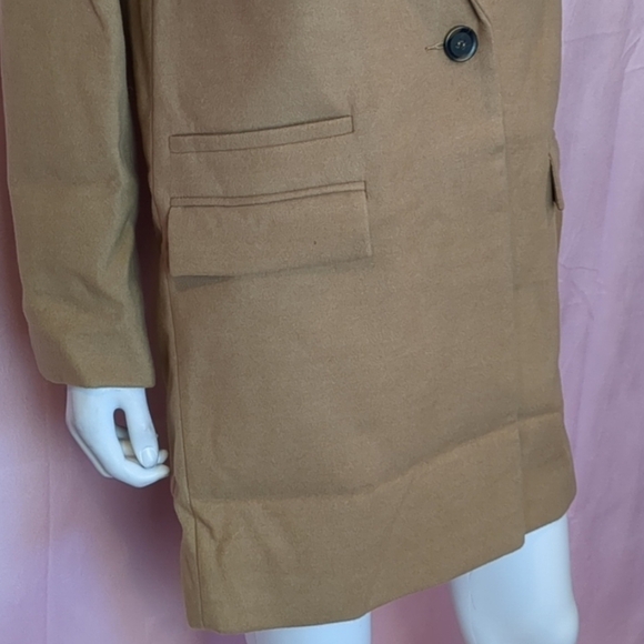 Missguided Button Front Slim Camel Coat with Pockets size 6 - Picture 3 of 8